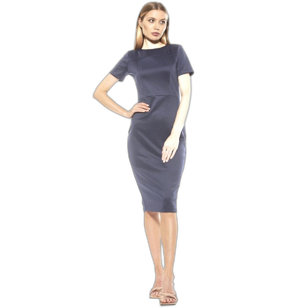 Alexia Admor Scuba Midi Sheath Dress in Grey M NWOT